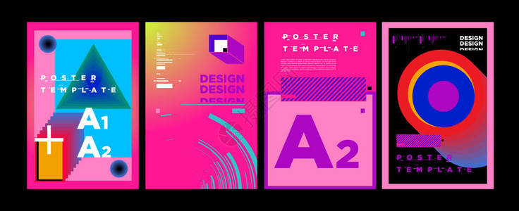杂志封面和海报设计模板封面和版面设计模板的趋势矢量排版和彩色插图拼贴图片