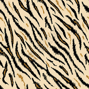 虎纹无缝动物图案条纹织物背景老虎皮肤抽象设计印刷壁纸装饰向量例证图片