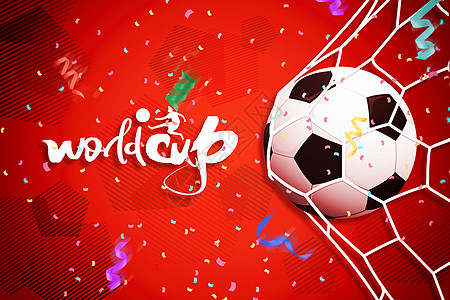 世界杯红色创意足球射门图片
