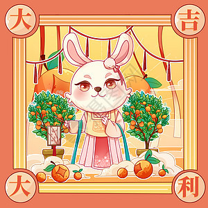 春节大吉大利兔年插画背景图片