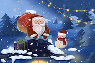 圣诞节日冬季可爱圣诞老人烟囱图片