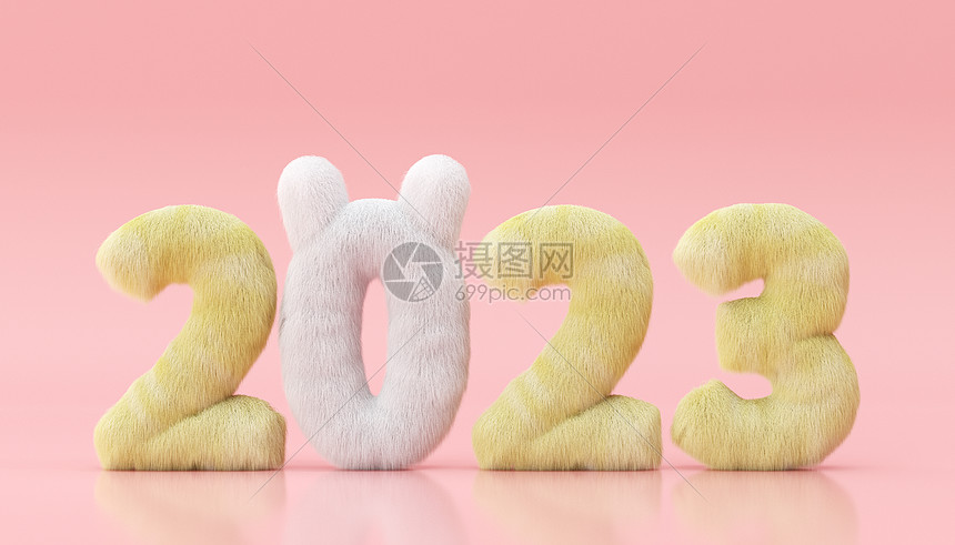 2023新年毛绒立体字图片