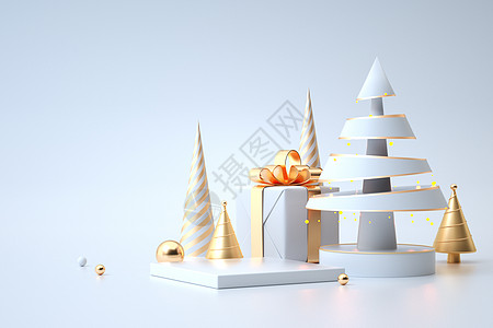 圣诞节纯净礼盒场景背景图片