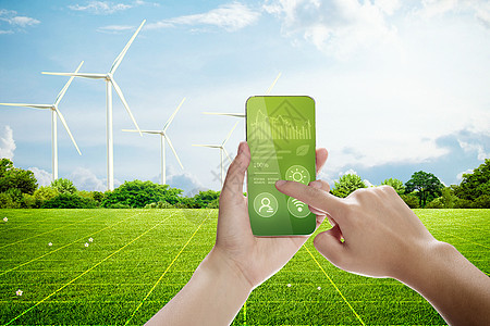 绿色创意科技手机新能源图片