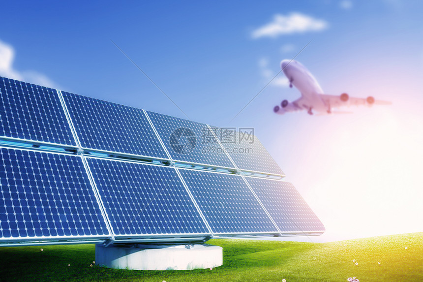 绿色创意新能源飞机图片