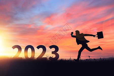 创意剪影商务跨年2023背景图片