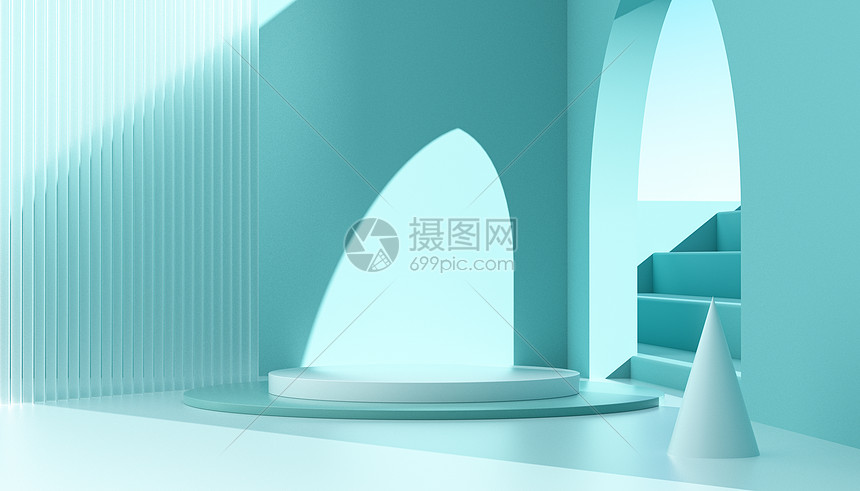 C4D小清新电商展台背景图片