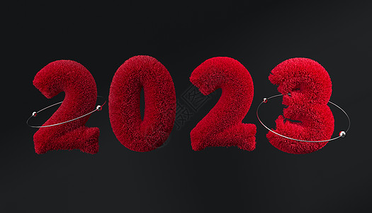 C4D 2023新年毛绒立体字图片