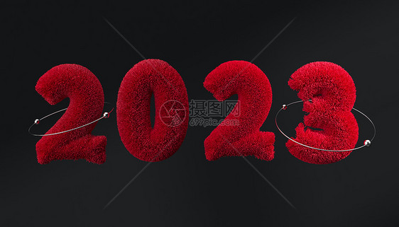 C4D 2023新年毛绒立体字图片