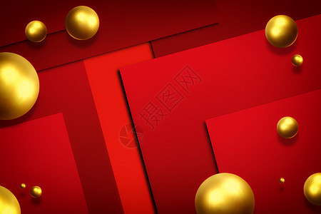 新年红色金球大气几何背景背景图片