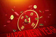 红色新年创意金币红包背景图片
