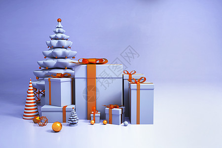 3D圣诞礼盒场景图片