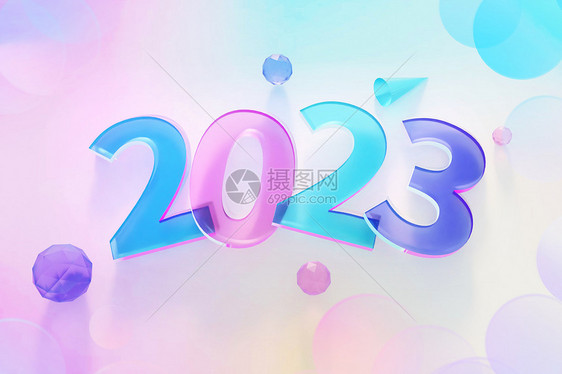 blender玻璃2023字体场景图片