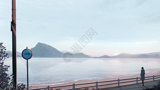 冬日的湖边风景背景图片