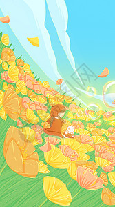 节气立春兔子海报手绘插画背景图片