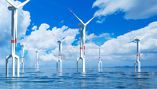 C4D新能源风力发电机背景图片
