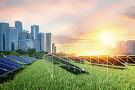 绿色城市创意太阳能板图片