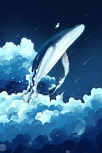 唯美治愈云端的鲸鱼图片