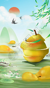 二十四节气之惊蛰吃梨节气创意海报图片