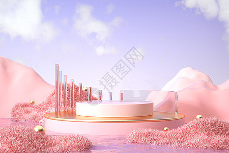 春日粉色展台背景图片