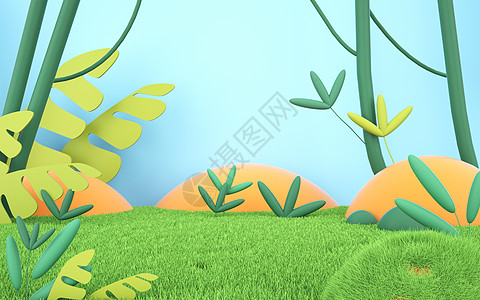 小草素材3D春日场景设计图片