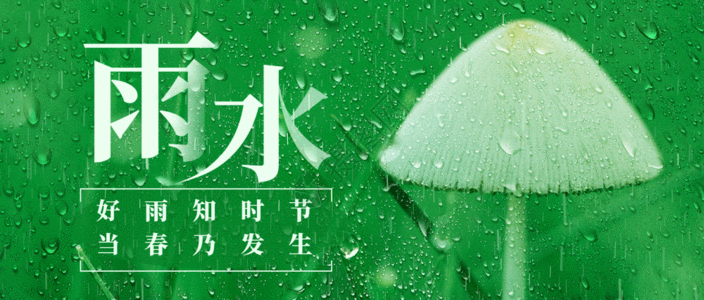 农历节日24节气之雨水微信公众号封面gif动图高清图片