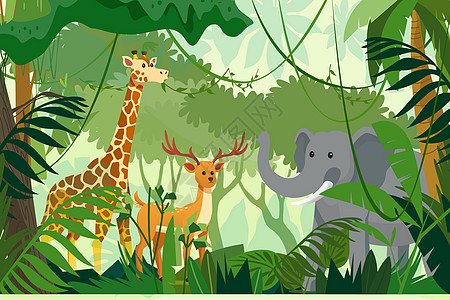 森林鹿野生动物日森林动物插画