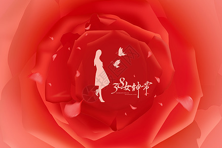 创意女神节玫瑰剪影图片