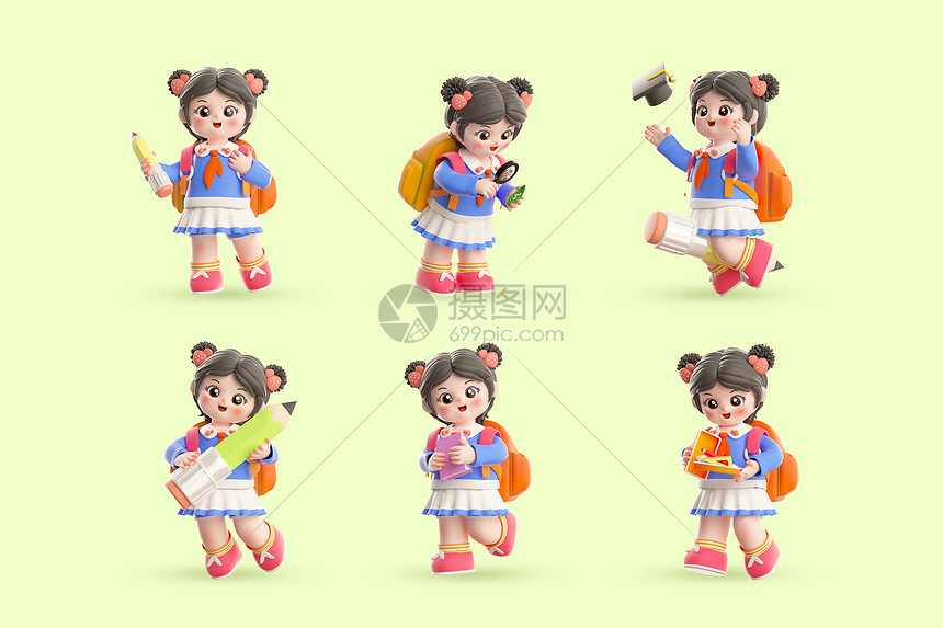 c4d小女生形象模型合集图片