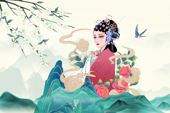 国潮女神节背景图片