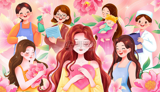 致敬女性群像插画合集图片