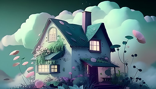 卡通小房子背景图片