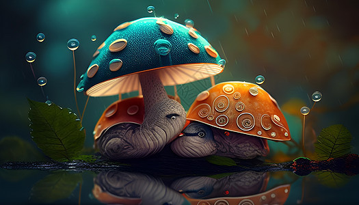 蘑菇和蜗牛图片