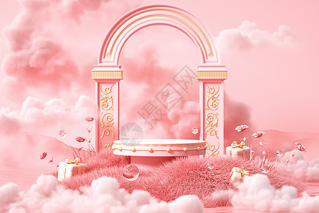 粉色烟雾场景背景图片