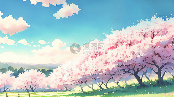 在春季盛开的樱花树图片
