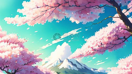 春季樱花树景色图片