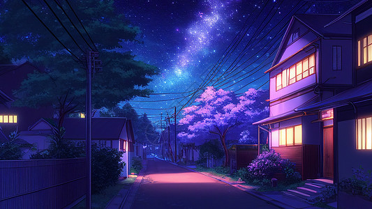 美国纽约繁华街道夜晚安静的街道数字艺术插画