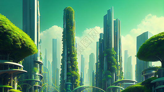 绿色未来科技城市背景图片