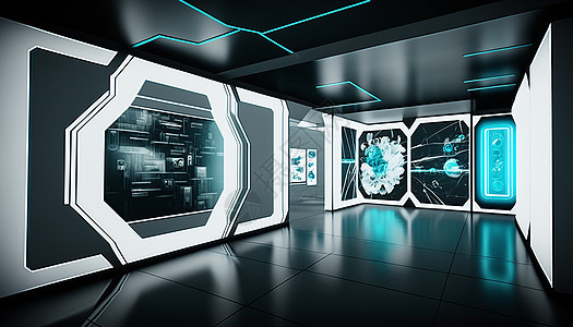 展示厅科幻宇宙未来主题金属纹理墙图片