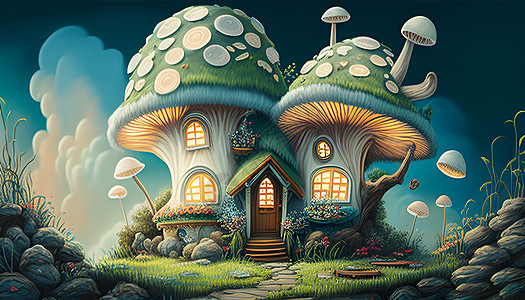 漂亮的蘑菇房子图片