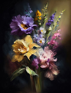 花卉油画印象派图片