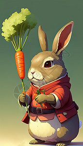 手拿胡萝卜的兔子背景图片