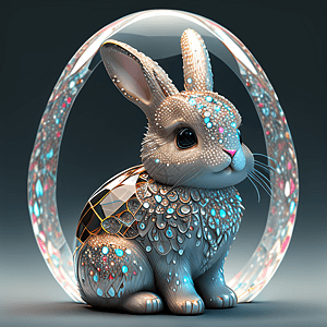 镶嵌水晶的可爱小兔子图片