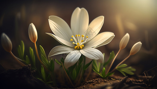 纯洁黄蕊白花背景图片