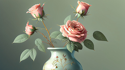 瓷瓶玫瑰背景图片