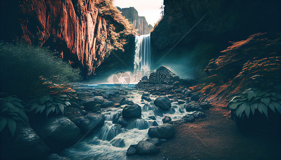 瀑布山水风景图片