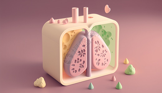 25D模型等距风格心肺器官背景图片