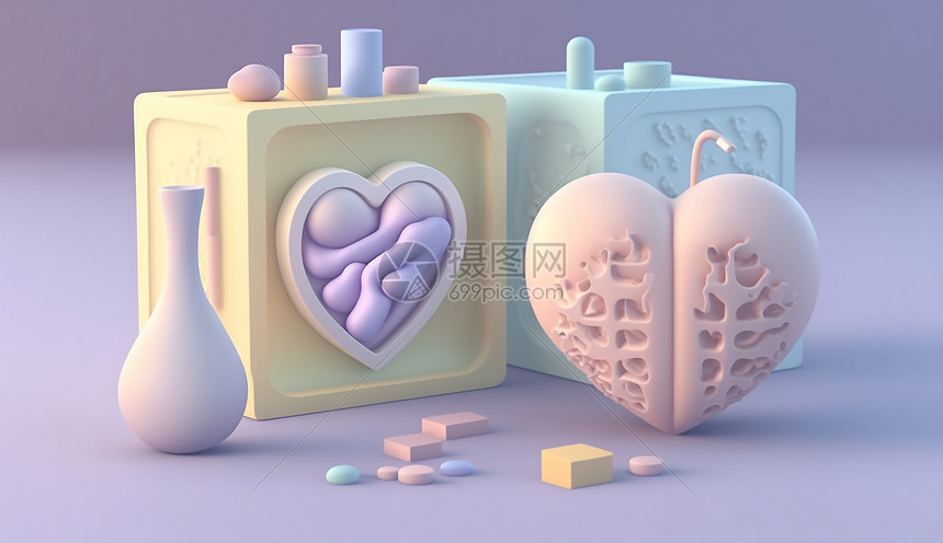 25D模型等距风格心脏器官图片