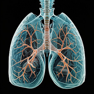 蓝色布满血管的肺图片