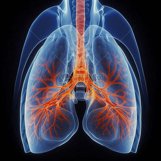 红色血管蓝色的肺图片